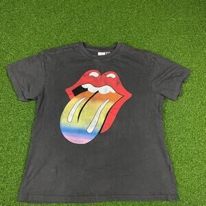Vintage The Rolling Stones H&M Black Tongue Music Album Band T-Shirt Sz M
